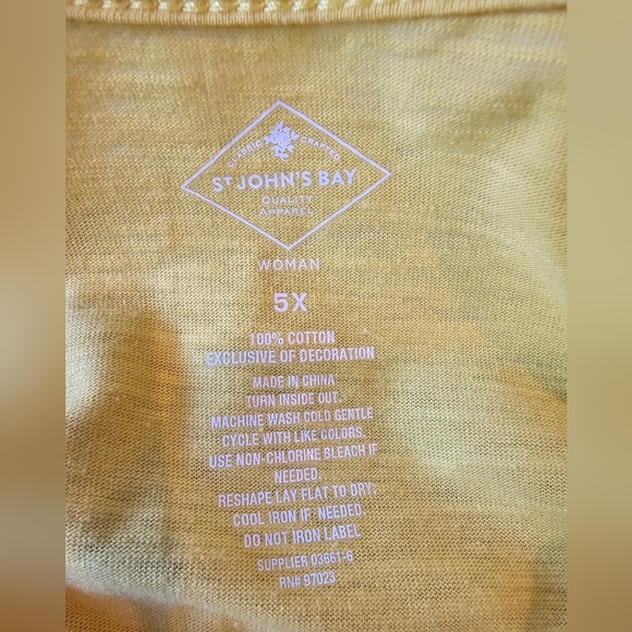 St. John's Bay Women's Plus Size 5X Yellow Top Eyelet Bib 100% Cotton New w Tag - Picture 6 of 7